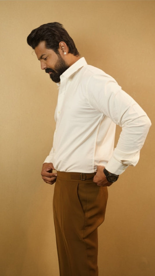 Olive Brown Tailored Dress Trousers