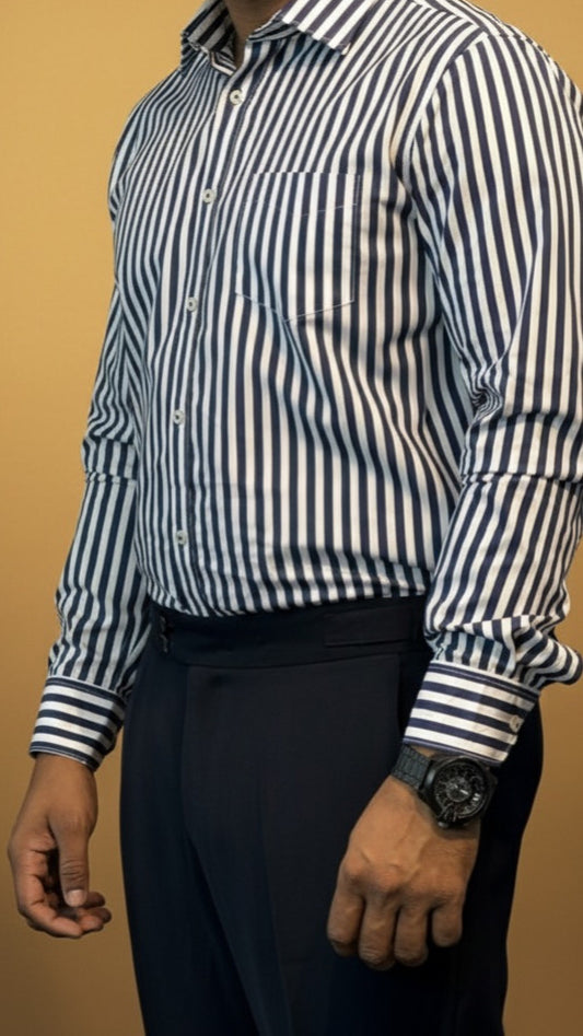 Navy Classic-Fit Dress Trousers