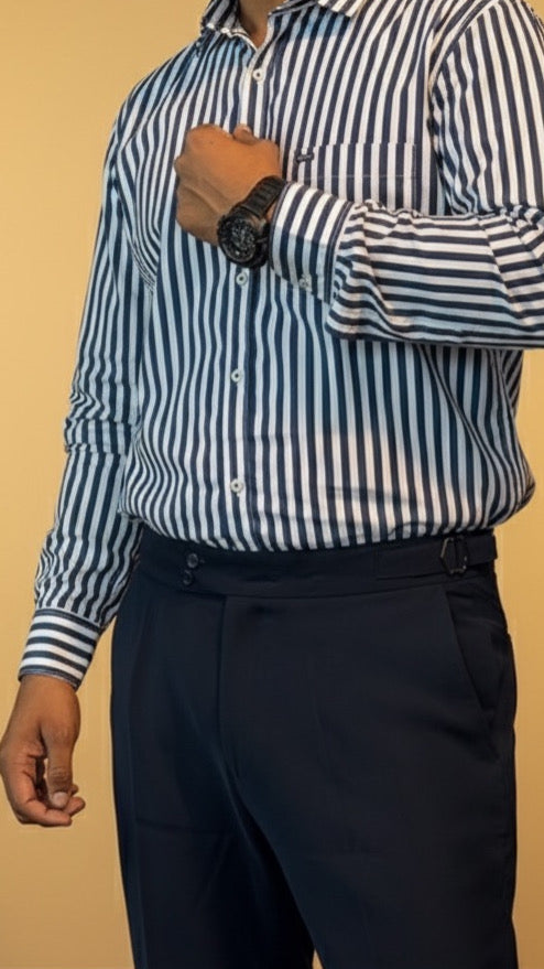 Navy Classic-Fit Dress Trousers